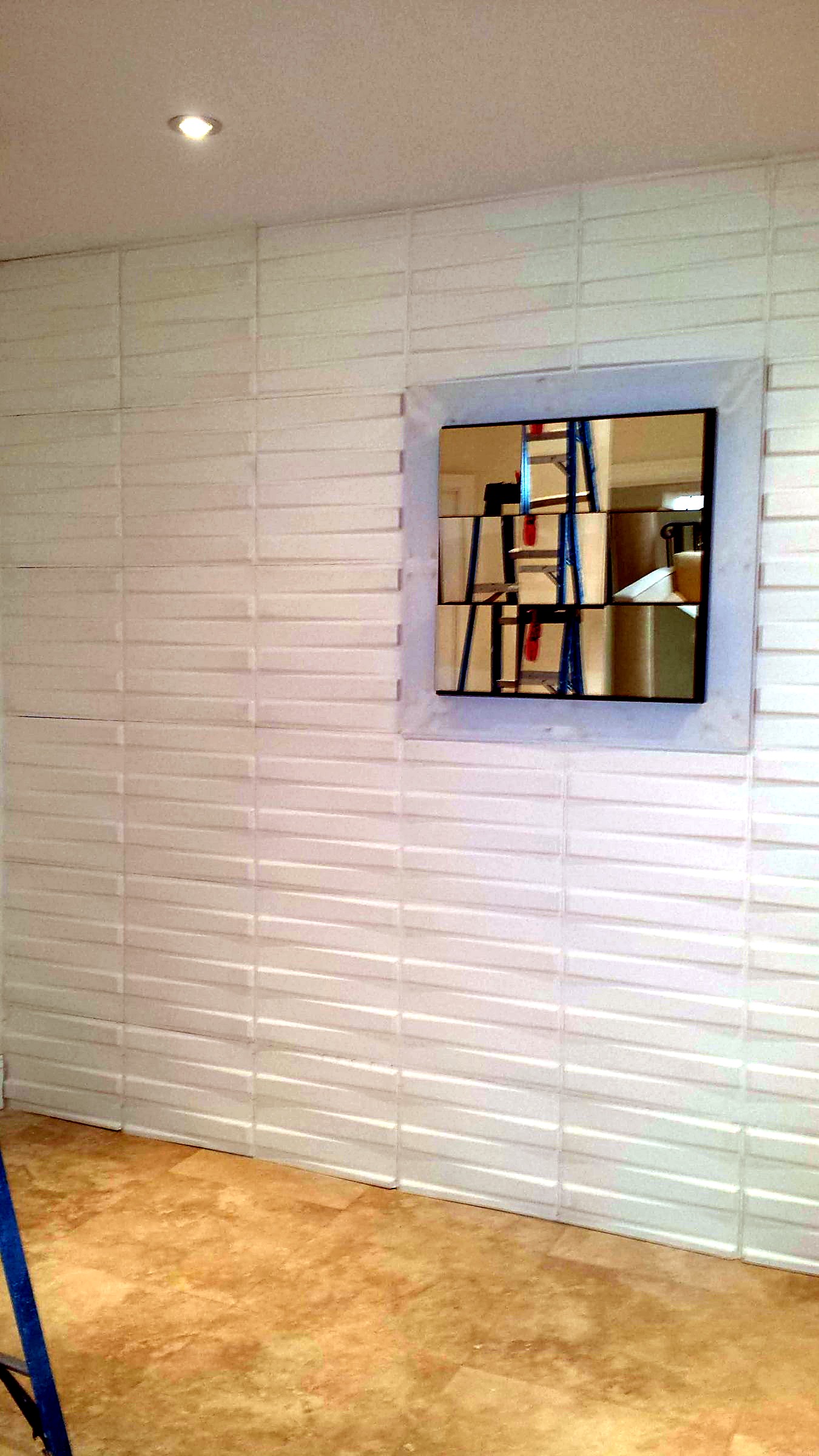 Full wall installation of geometric 3D panels