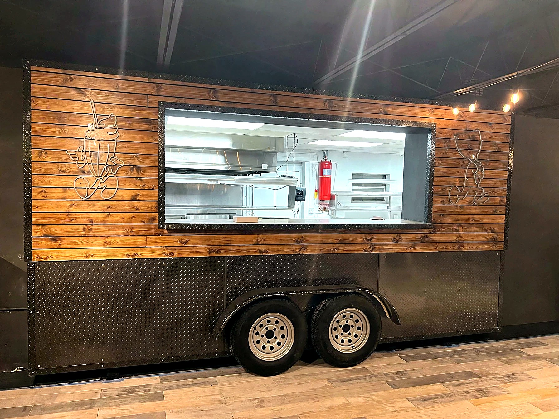 Food truck interior completed with tailored decorative wall panels